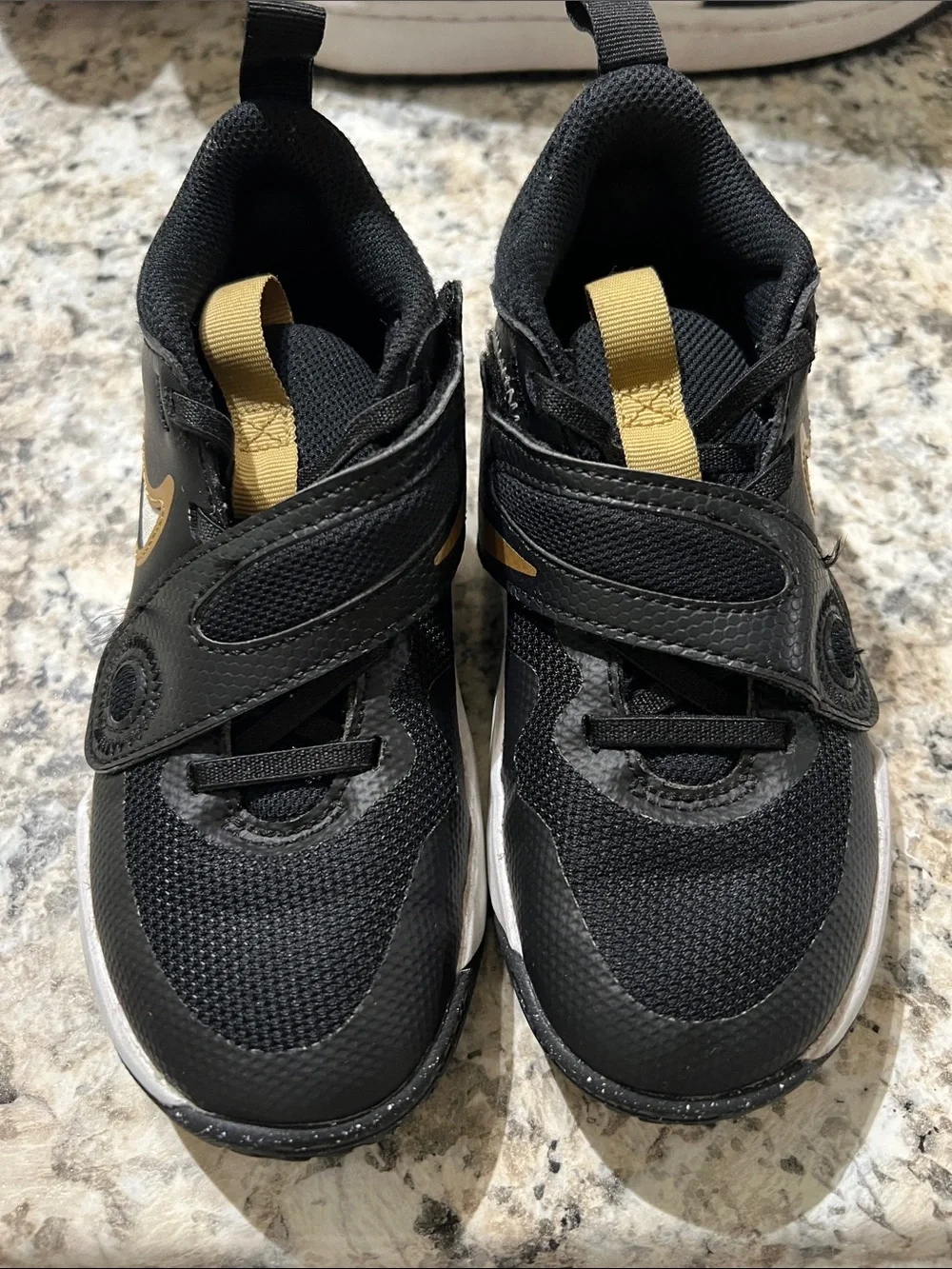 Nike Kids Black and Gold Velcro Athletic Sneakers
